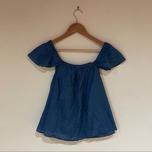 Madewell off the shoulder top cotton Denim Color top size L